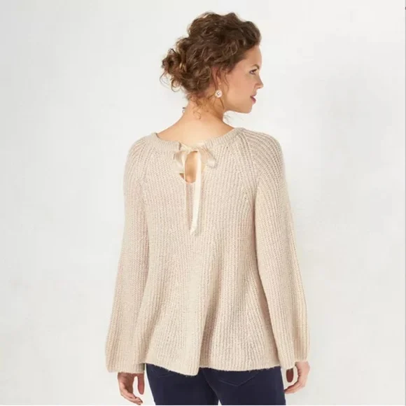 LC LAUREN CONRAD Sweater Swing Embellished Boxy Scoop Neck Gray Small - Picture 2 of 9